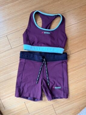 Bandit Women’s Athletic Shorts — Burgundy with Teal Trim